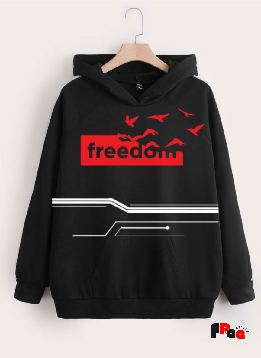 Black Freedom Graphic Hoodie for Men & Women | Unisex Streetwear Pullover