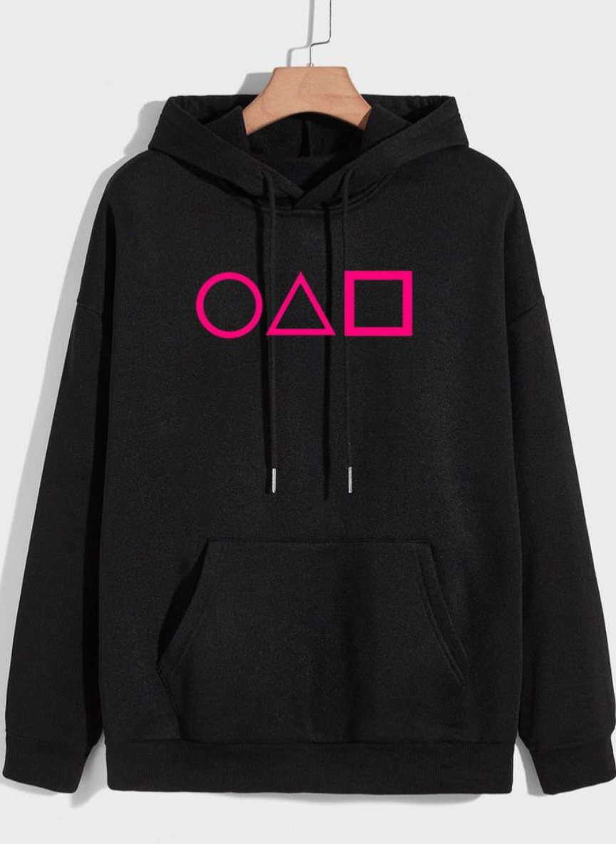 Squid Game Guard Back Print Black Hoodie | Korean Series Unisex Oversized Streetwear Sweatshirt