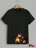Cute Batman Scooter Black T-Shirt | Cartoon Superhero Aesthetic Oversized Tee