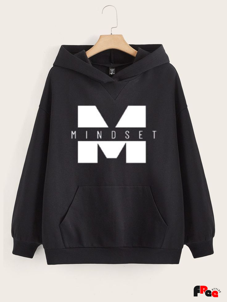 Unisex Black Mindset Print Hoodie – Premium Fleece Motivational Streetwear Sweatshirt