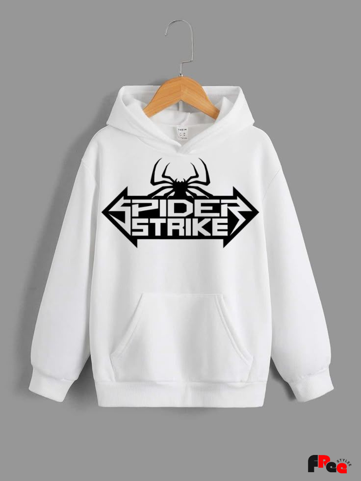 Unisex White Spider Strike Graphic Hoodie – Premium Fleece Winter Streetwear Sweatshirt