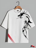 Unisex White Dragon Tribal Print T-Shirt – Premium Cotton Streetwear Tee