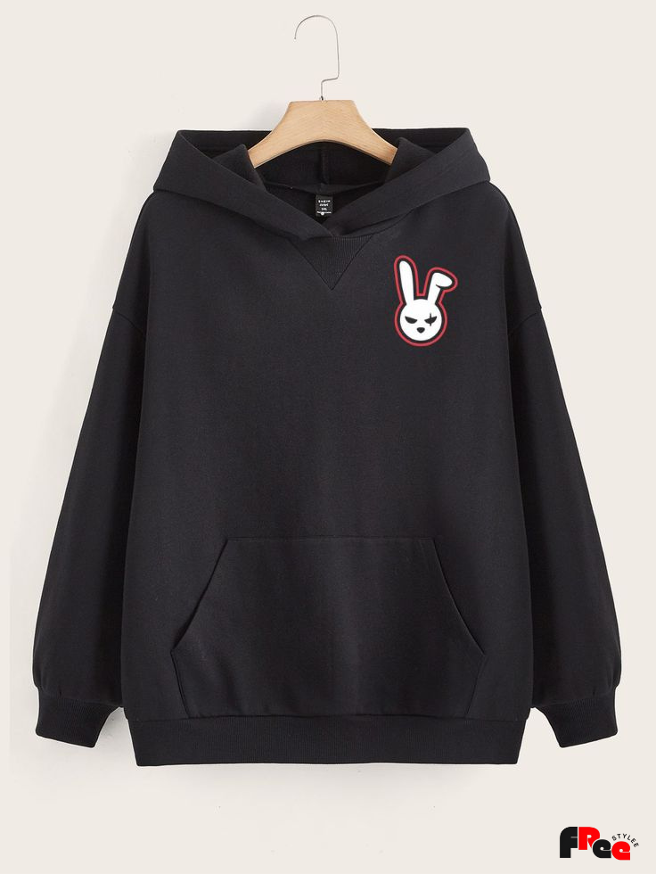 Black Hoodie (Bunny Logo Minimal Front)
