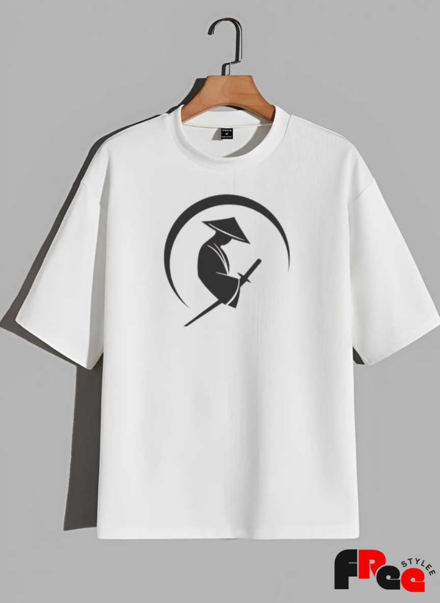 Samurai Logo White T-Shirt | Japanese Inspired Minimal Streetwear Tee