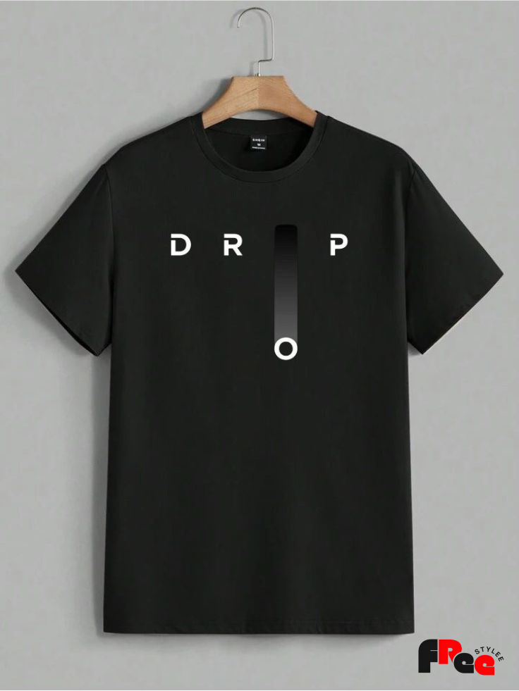 DROP Minimal Black T-Shirt | Premium Aesthetic Oversized Streetwear Tee