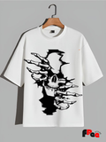 Skeleton Face Hands White T-Shirt | Dark Gothic Aesthetic Oversized Streetwear Tee