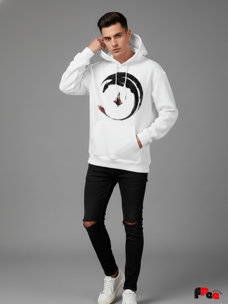 Unisex White Japanese Art Print Hoodie – Premium Fleece Streetwear Sweatshirt for Men & Women