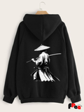 Unisex Black Samurai Warrior Back Print Hoodie – Premium Fleece Japanese Streetwear Sweatshirt
