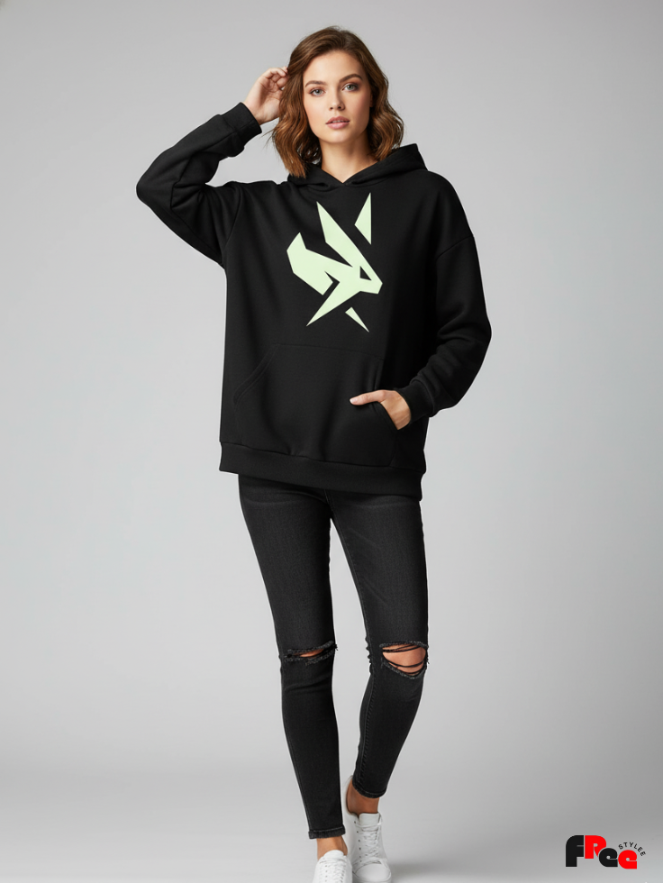 Unisex Black Graphic Hoodie – Premium Fleece Streetwear Hooded Sweatshirt for Men & Women