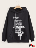 Unisex Black “Wake Up Your Dreams” Motivational Hoodie – Premium Fleece Winter Streetwear Sweatshirt