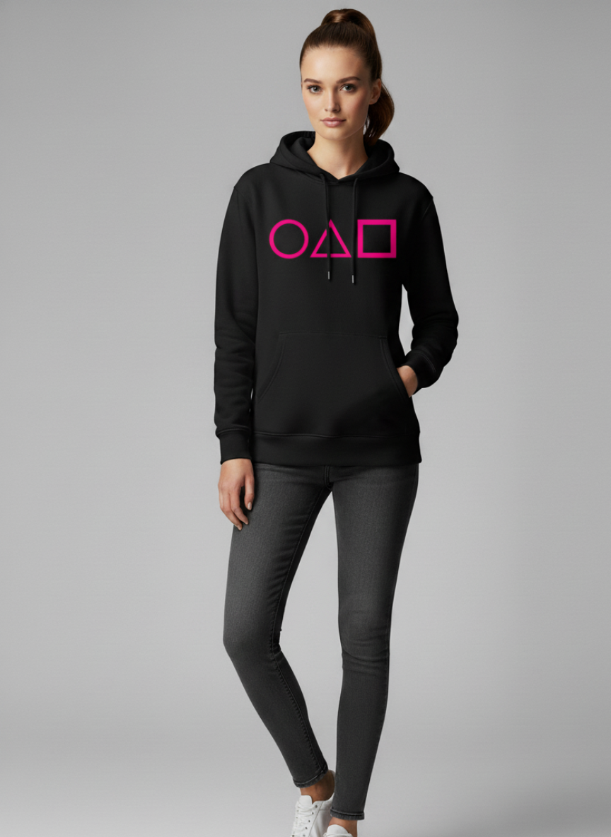 Squid Game Guard Back Print Black Hoodie | Korean Series Unisex Oversized Streetwear Sweatshirt