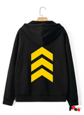 Black Hoodie with Yellow Chevron Back Print | Unisex Streetwear Pullover Sweatshirt