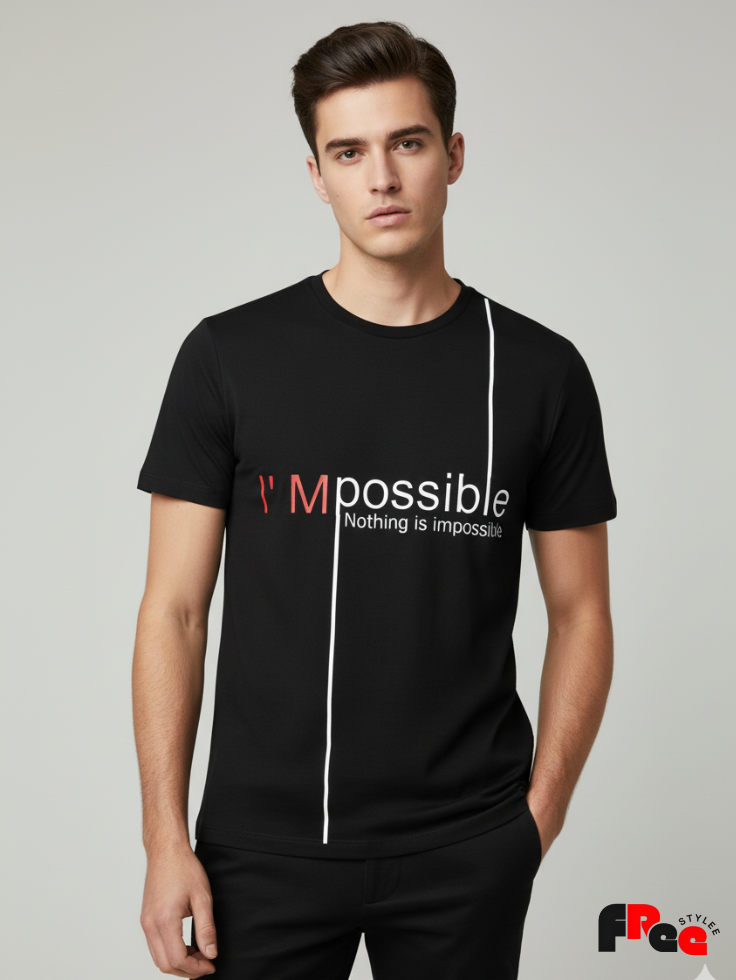 Unisex Black “I’m Possible” Motivational Printed T-Shirt – Premium Cotton Streetwear Tee