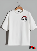Free Stylee Headphone Ghost Print White Oversized Unisex T-Shirt | Aesthetic Streetwear Graphic Tee