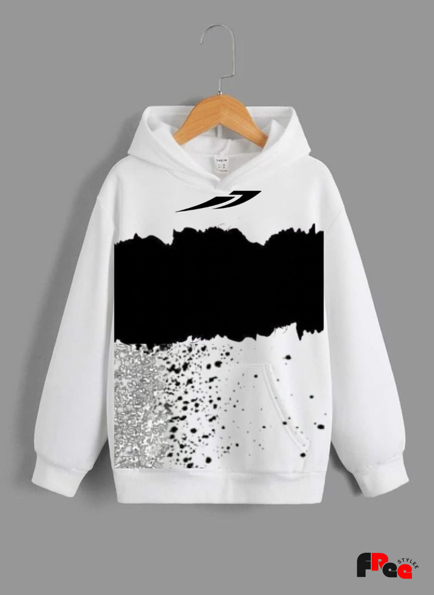 White Abstract Graphic Hoodie for Men & Women | Unisex Streetwear Pullover