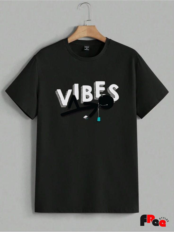 Vibes Graphic Black T-Shirt | Trendy Aesthetic Oversized Streetwear Tee