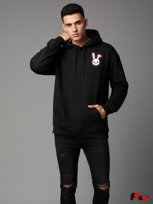Black Hoodie (Bunny Logo Minimal Front)