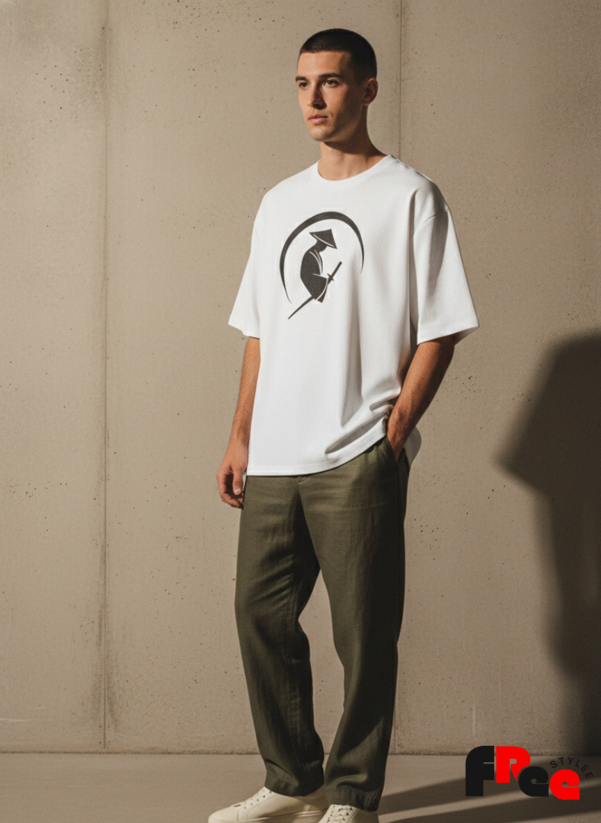 Samurai Logo White T-Shirt | Japanese Inspired Minimal Streetwear Tee