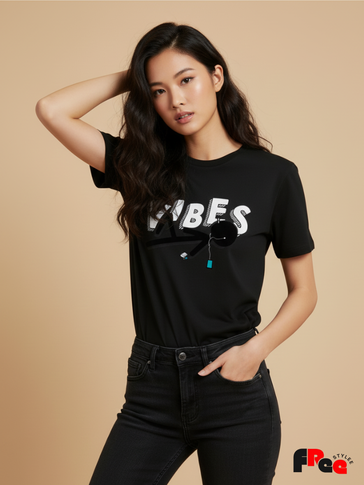 Vibes Graphic Black T-Shirt | Trendy Aesthetic Oversized Streetwear Tee