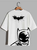 Free Stylee Batman Shadow Graphic White Oversized T-Shirt for Men | Superhero Streetwear Tee