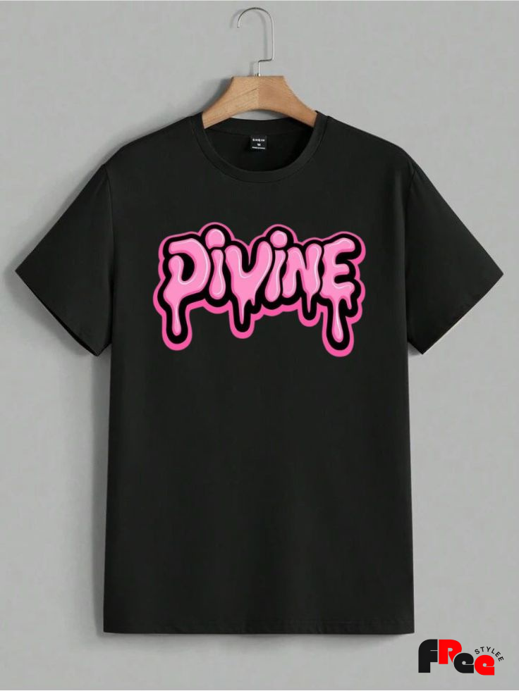 Divine Drip Typography Black T-Shirt | Korean Aesthetic Oversized Streetwear Tee