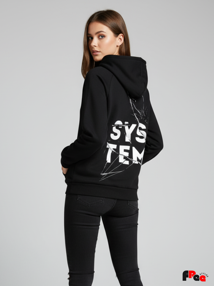 Black Hoodie (System Crack Design)