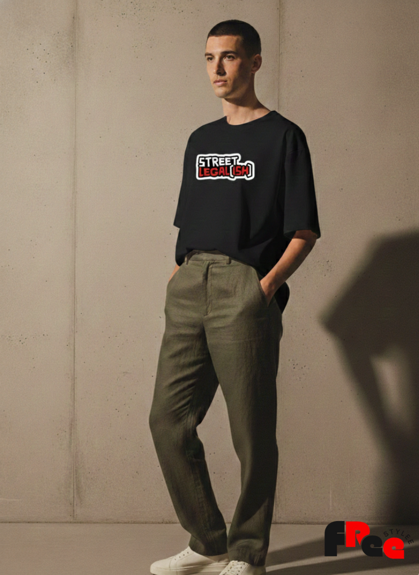 Street Legal-ish Black Graphic T-Shirt | Urban Streetwear Cotton Tee