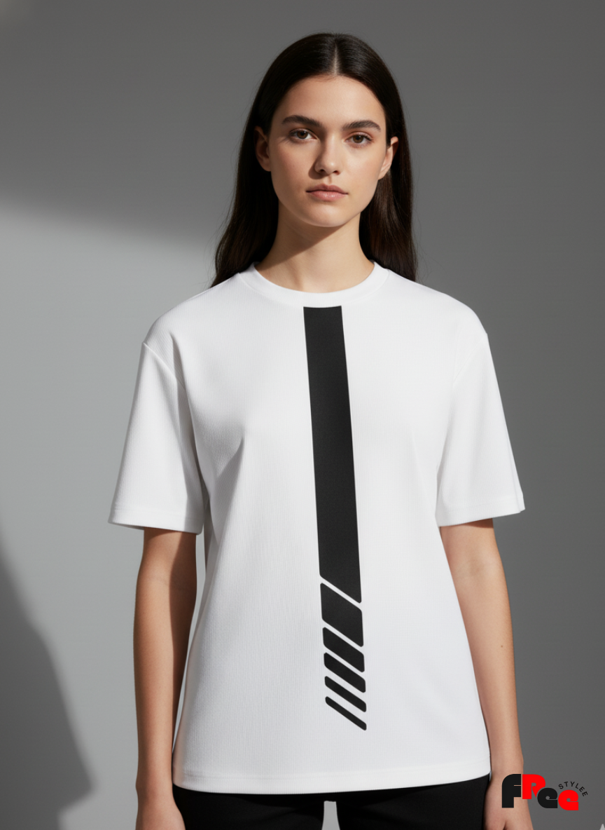 White Minimal Graphic T-Shirt for Men & Women | Unisex Casual Cotton Tee